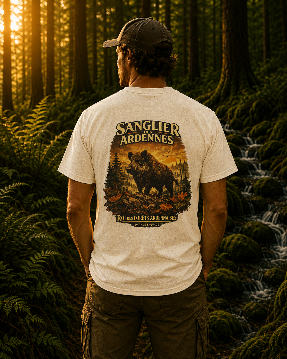Sanglier des Ardennes Parade Sauvage - T-shirt Vintage Roi des Forêts Ardennaises